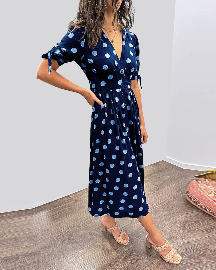 Bellamy - Polka Dots V-Neck Dress