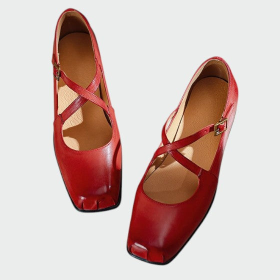 Olivia™ | Square-Toe Cross-Strap Mary Jane Shoes